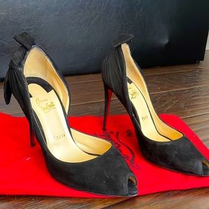 SOLDChristian Louboutin black suede d’Orsay pumps with peep toes